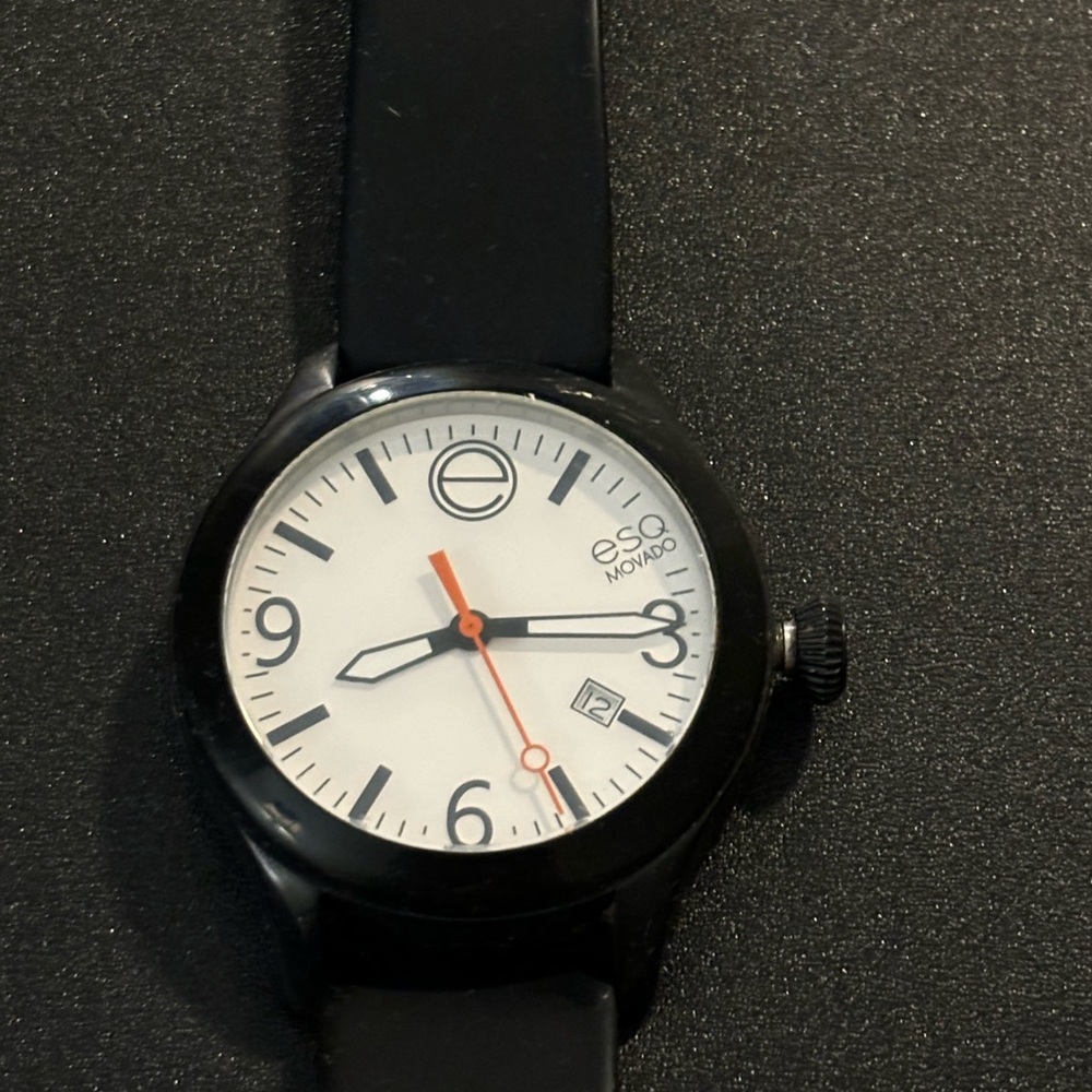 Vintage Esq Movado black band watch Swiss quartz